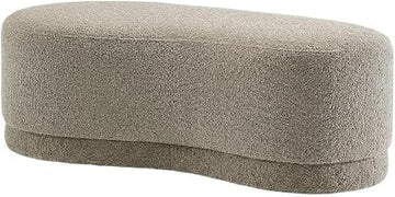 Beige Upholstered Ottoman Bench, Outdoor Living, Stylish, Comfortable, Patio Or Garden, Durable Fabric, Sturdy Construction