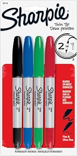 Sharpie 32174-SH Twin Tip 4 Pack (Red,Blue,Green, and Black)