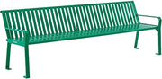 Global Industrial 8 ft. Outdoor Park Bench with Back, Vertical Steel Slats