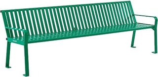 Global Industrial 8 ft. Outdoor Park Bench with Back, Vertical Steel Slats