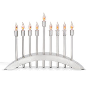 Aviv Judaica Electric Menorah, Brushed Stainless Steel, 9 Flickering Bulbs