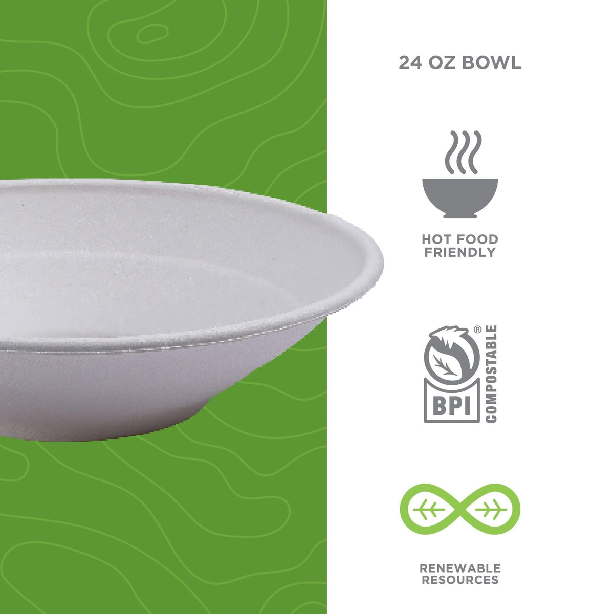 ECO PRODUCTS 24oz / White / Noodle Bowls (Vanguard) Bowls