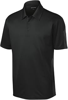 SPORT-TEK Men's PosiCharge Active Textured Colorblock Polo S Black/Grey