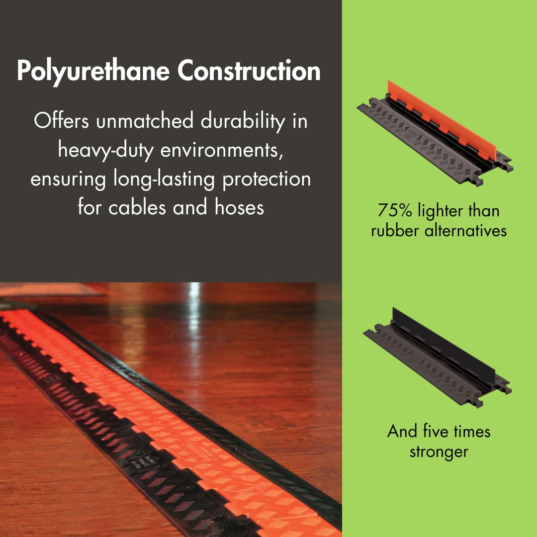Guard Dog Polyurethane Heavy Duty 3 Channel Low Profile Cable by Checkers – Height:1 in Width:13 in Depth:38 in, Polyurethane, Black/Orange, Model GD3X75-ST-O/B