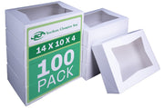 Southern Champion Tray 24263 Paperboard White Window Bakery Box – 14" Length x 10" Width x 4" Height (Case of 100)