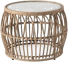 Furniture of America Muse & Lounge Co. Serene Wicker/Rattan Round Outdoor Coffee Table in Natural