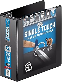 Wilson Jones 3 Ring Binder 4 Inch, Ultra Duty D-Ring View Binder with Extra Durable Hinge, Customizable, Black (W86641)