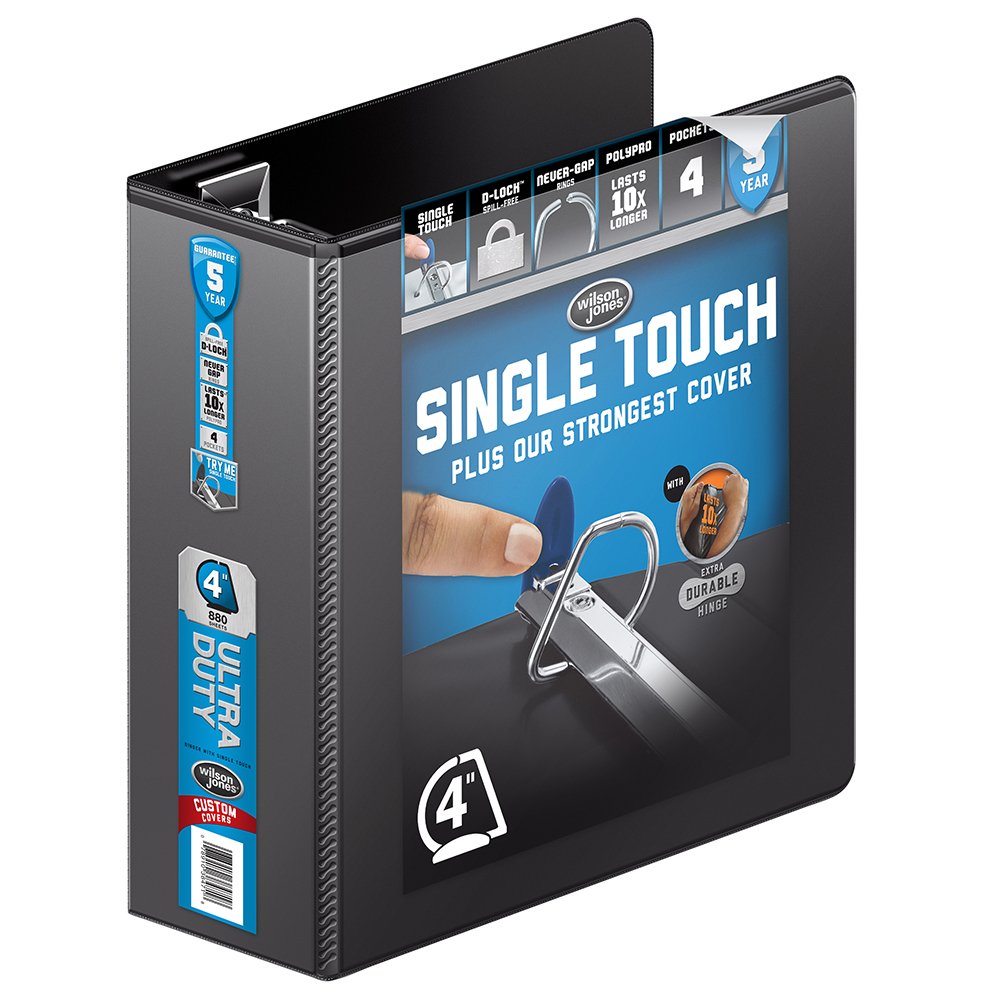 3 Ring Binder 4 Inch by Wilson Jones – 4-Inch, 4 inches, Polypropylene, Black, Model W86641
