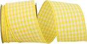 Reliant Ribbon Gingham Check Wired Edge Ribbon, 2-1/2 Inch X 10 Yards, Lemon