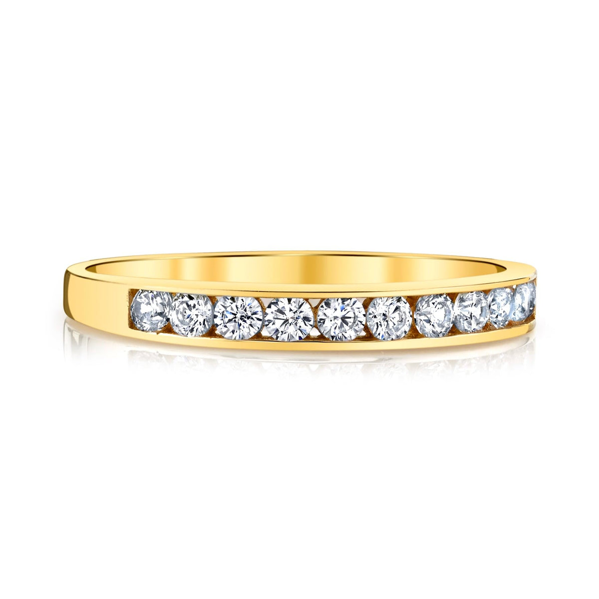 10k Solid Yellow Gold Channel Set Wedding Band Ring Size 8. by Tesori & Co – Gold,Metal,Yellow,Zirconia, Yellow,Gold, Model M100-10YG8.5