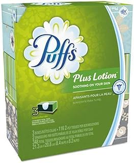 Puffs plus lotion facial tissues, 3 family boxes, 116 tissues per box, 348 Count,116 Count (Pack of 3)