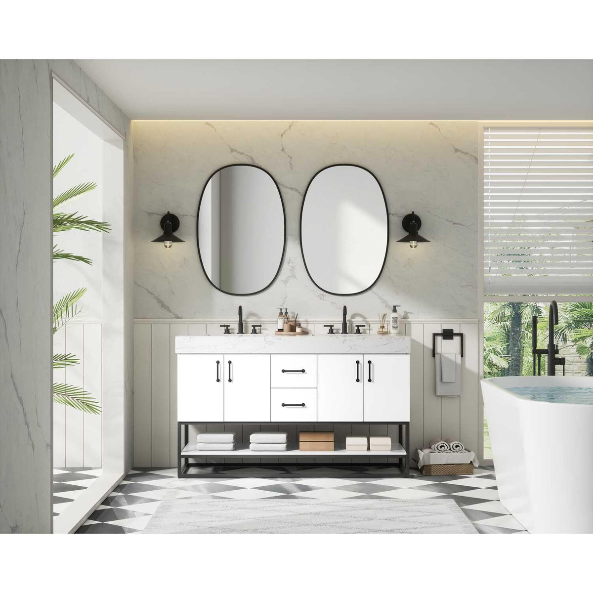 Caroline Bathroom Vanity White by Lighting Design – Wood, White, Model VF29254DWH