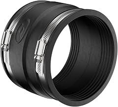 Fernco 1051-44 Ductile Iron to Cast Iron, Plastic, Steel Pipe Flexible Coupling Connector Sewer and Drain Coupler Adapter 4" X 4" Black