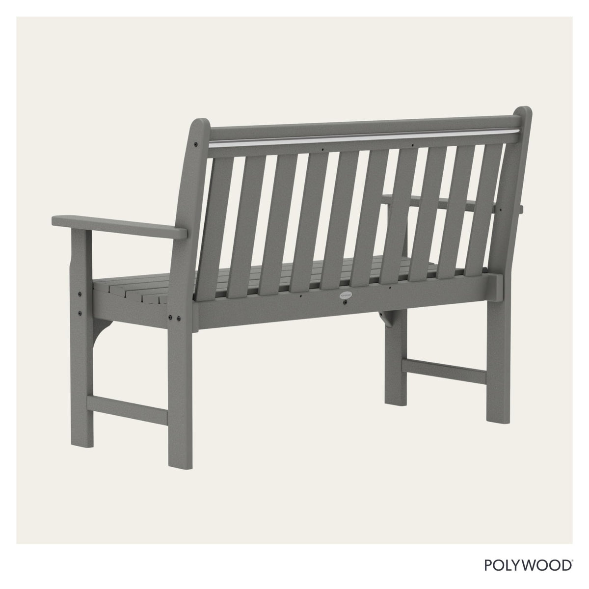 Vineyard 48" Bench by Polywood – 48", Synthetic Wood, Slate Grey, Model GNB48GY