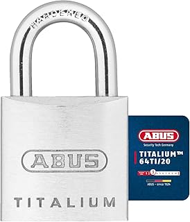 64Ti/20 20mm Titalium Padlock Keyed Alike KA by ABUS – 20 mm, Hardened Steel Chrome, Multicolor, Pack of 12, Model ABUKA56180