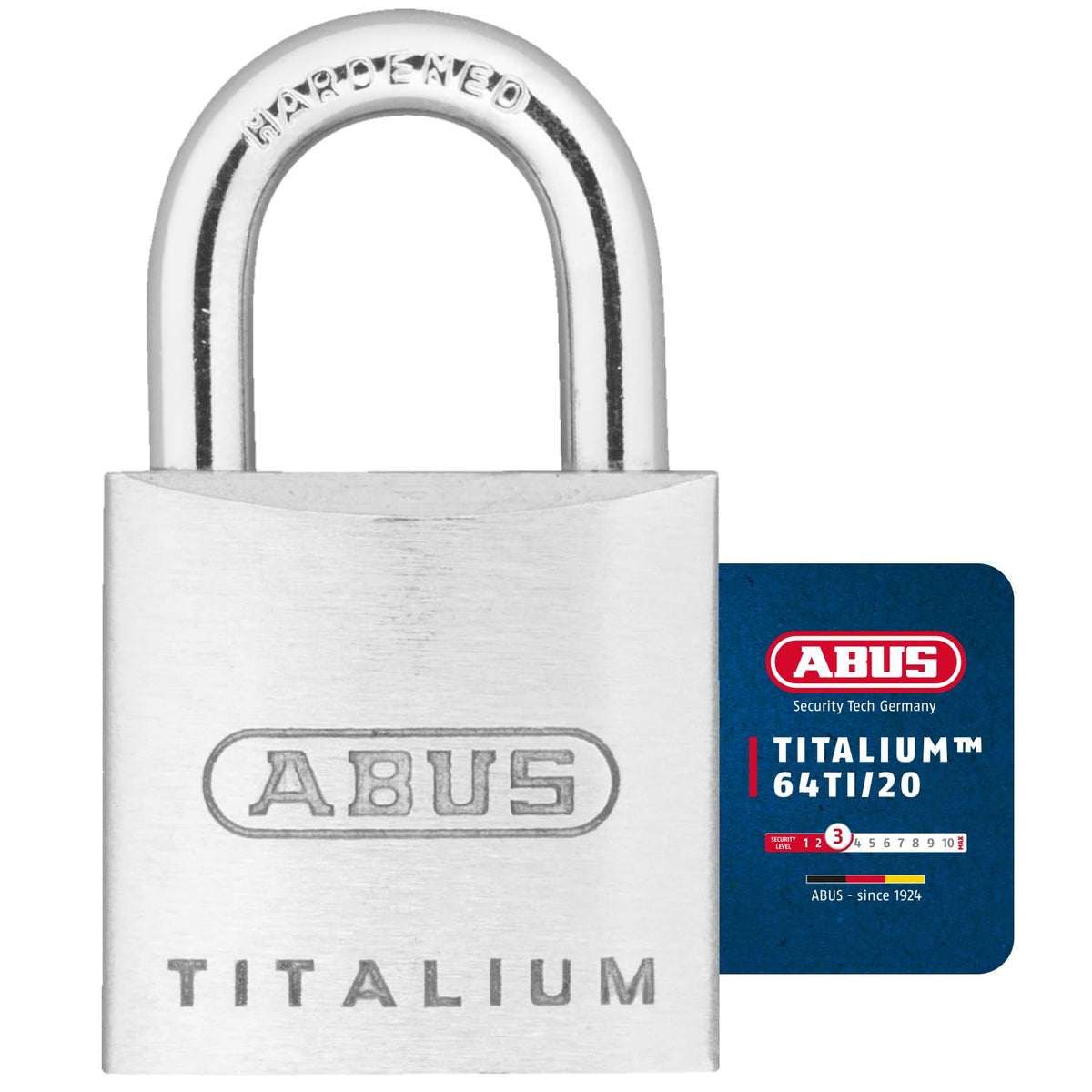 64Ti/20 20mm Titalium Padlock Keyed Alike KA by ABUS – 20 mm, Hardened Steel Chrome, Multicolor, Pack of 12, Model ABUKA56180