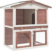 vidaXL Outdoor Rabbit Hutch 3 Doors Brown Wood