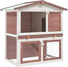 vidaXL Outdoor Rabbit Hutch 3 Doors Brown Wood