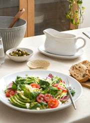 Le Tauci Gravy Boat with Saucer, Set of 2, Ceramic, 17 oz, White