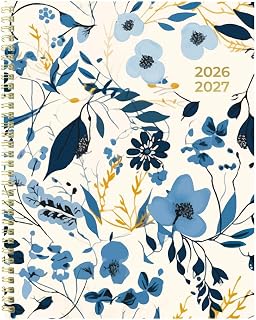 Blueline Essential Academic Monthly Planner, 14 Months, July 2026 to August 2027, Twin-Wire Binding, Poly Cover, 11" x 8.5", Blossom Design, Yellow (CA714PG.01)