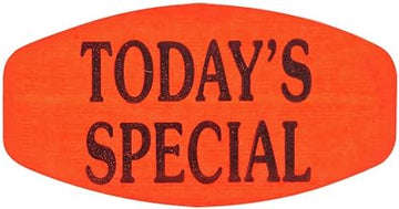 Today's Special Label Fluorescent Yellow Grabber Grocery Store Labels Black Imprint - 1 3/8" L x 7/8" H 1000 per Roll
