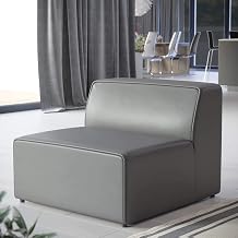 Mingle Vegan Leather Sectional Sofa Armless Chair in Gray by Modway – Armless Chair, Polyvinyl Chloride, Grey, Model EEI-4623-GRY