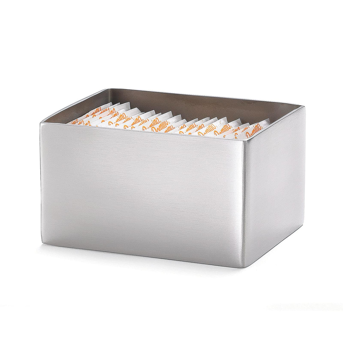 3-1/4" x 2-1/2" Rectangular Sugar Packet Holder by Tablecraft – 2" x 2" x 2-3/4", Stainless Steel, Silver, Model 0727875092724