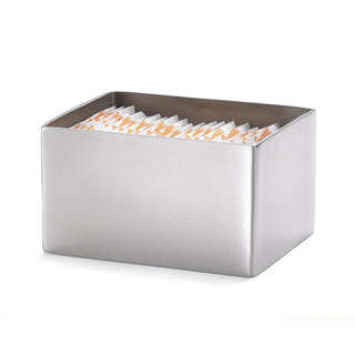 3-1/4" x 2-1/2" Rectangular Sugar Packet Holder by Tablecraft – 2" x 2" x 2-3/4", Stainless Steel, Silver, Model 0727875092724