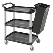 Utility Cart with 3 Shelves Black Plastic - 33" L x 16 13/16 W x 37" H by HUBERT – Plastic, Black, Model 191538025778