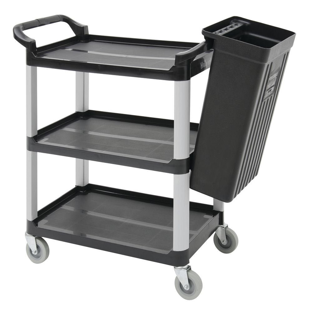 Utility Cart with 3 Shelves Black Plastic - 33" L x 16 13/16 W x 37" H by HUBERT – Plastic, Black, Model 191538025778