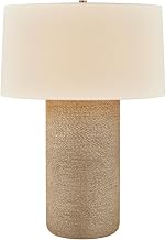 Troy Lighting Roan Table Lamp | Patina Brass Hardware | Bleached Jute Rope Wrapped Base | Off White Linen Drum Shade | Organic Natural Accent Lamp | 22" W x 31" H | PTL1931-PBR