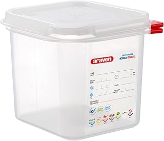 Araven Airtight Container, Food Pan with Lid for Storage in Kitchen and Restaurant, 1/6 GN 6" Deep, 1 Count, Clear
