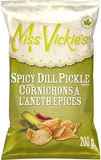 Miss Vickie's Spicy Dill Pickle Kettle Cooked Potato Chips, 200g/7 oz., {Imported from Canada}