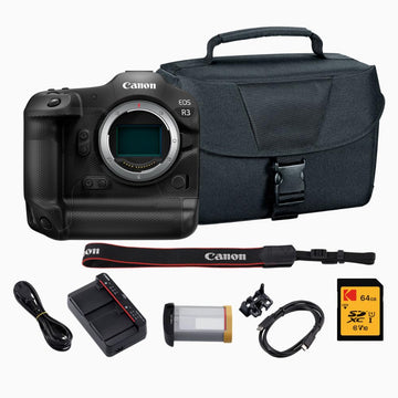 EOS R3 Mirrorless Digital Camera Body with Memory Card and Bag Bundle by Canon – Black, Model CAER3-K1