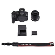 EOS R10 Mirrorless Camera with RF-S 18-45mm Lens and Accs Bundle by Canon – Black, Model CAER101845-K1