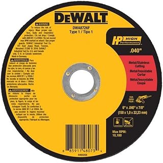 6" x 0.040" x 7/8" T1 HP Fast Cut-Off Wheel, Aluminum Oxide Grain, Compatible with DEWALT Angle Grinder, Multi Color (DWA8726F)
