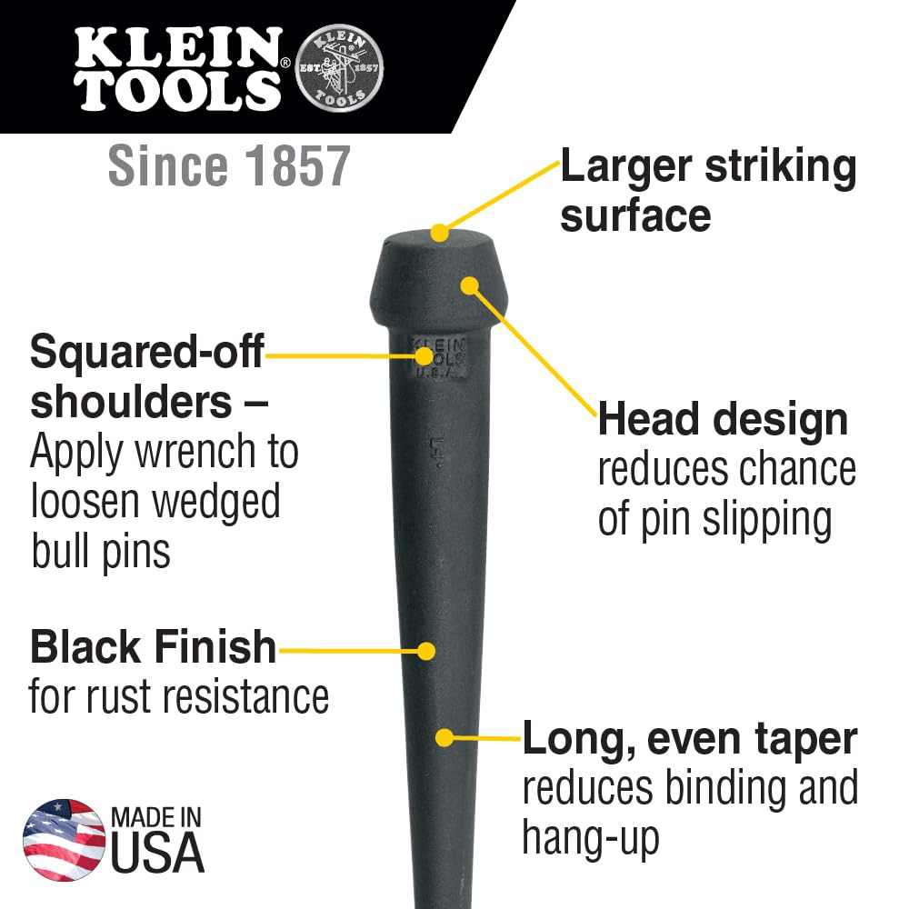 KLEIN TOOLS 1-1/16-Inch x 10-Inch / Broad Head / Factory Pin Punches