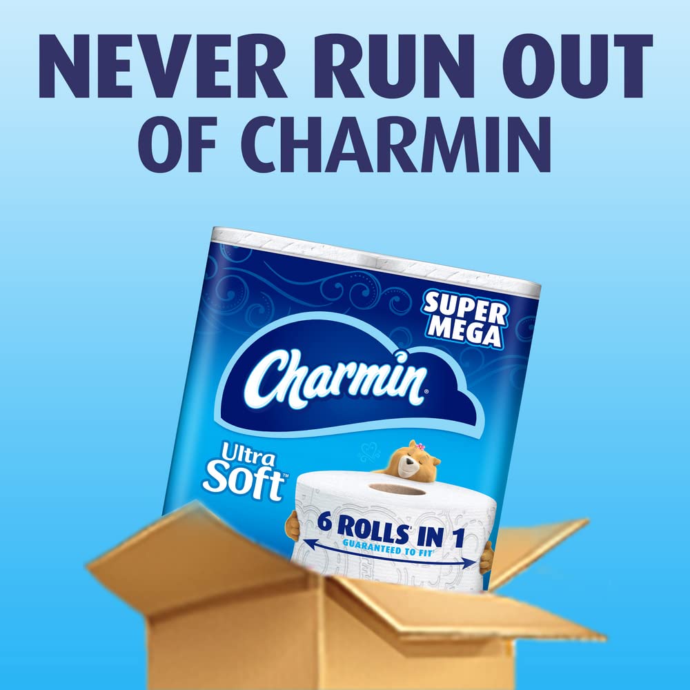 Ultra Soft Toilet Paper by Charmin – 6 Count (Pack of 1), Paper, White, Pack of 6