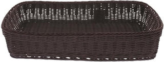 HUBERT Storage Basket, Rectangular Brown Plastic Wicker - 20 7/8 L x 12 3/4 W x 4" H