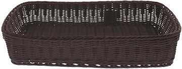 HUBERT Storage Basket, Rectangular Brown Plastic Wicker - 20 7/8 L x 12 3/4 W x 4" H