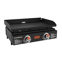 BLACKSTONE OTG Tabletop Griddle, Dual Zone, Piezo Ignition, Black, 22 Inch | 361 Sq In Cooking Surface, Two Independent Zones, 24,000 Total BTUs, Rear Grease Management, for Camping and Tailgating