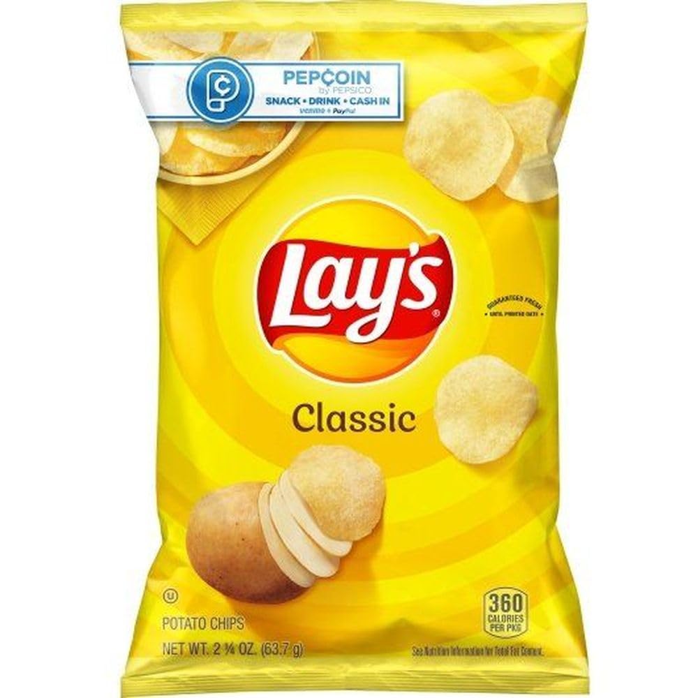 Lays Classic Potato Chips by Lay's – 2.25 Ounce (Pack of 24), Pack of 24