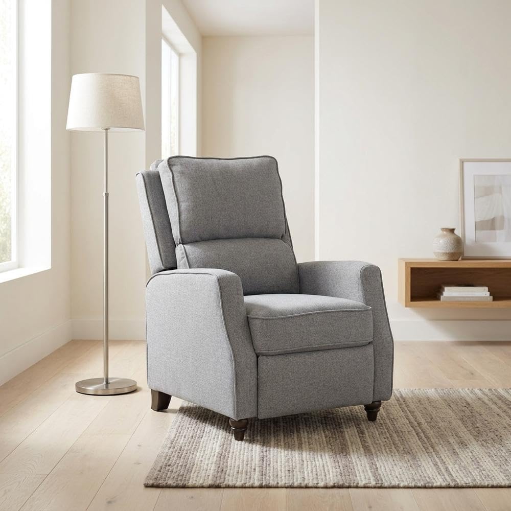 Textured-Upholstered Recliner with Pushback Design by Starlight Canyon Home – Textured, Grey