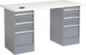Global Industrial 60" W x 30" D Workbench, 1-1/4" Safety Edge ESD Top, 3 Drawer/3 Drawer