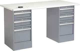 Global Industrial 60" W x 30" D Workbench, 1-1/4" Safety Edge ESD Top, 3 Drawer/3 Drawer