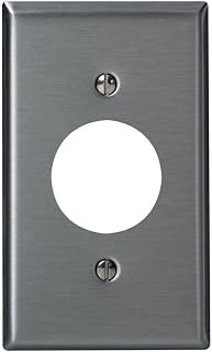 Leviton 1-Gang, Single 1.406-Inch Hole Device Receptacle Wallplate, Standard Size, Device Mount, Stainless Steel, 84004-40