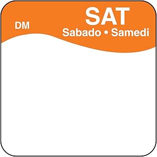 DayMark Safety Systems DissolveMark IT110072-6-SAT Day of the Week 1" x 1" Dissolvable Label, SAT, Orange, Roll of 500