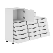 Winsome White / 1 Door, 17 Drawers / Transitional Storage Cabinets