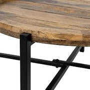 Starlight Canyon Home Solid Wood Coffee Table, Industrial Loft Farmhouse Cocktail Table for Living Room or Den