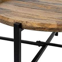 Starlight Canyon Home Solid Wood Coffee Table, Industrial Loft Farmhouse Cocktail Table for Living Room or Den